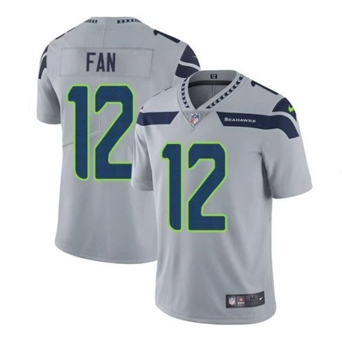 Men Seattle Seahawks 12 Fan Nike Grey Vapor Limited NFL Jersey
